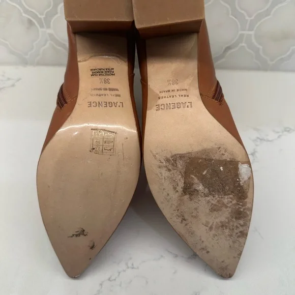 L'AGENCE Chestnut Leather Ankle Booties - Picture 5 of 7